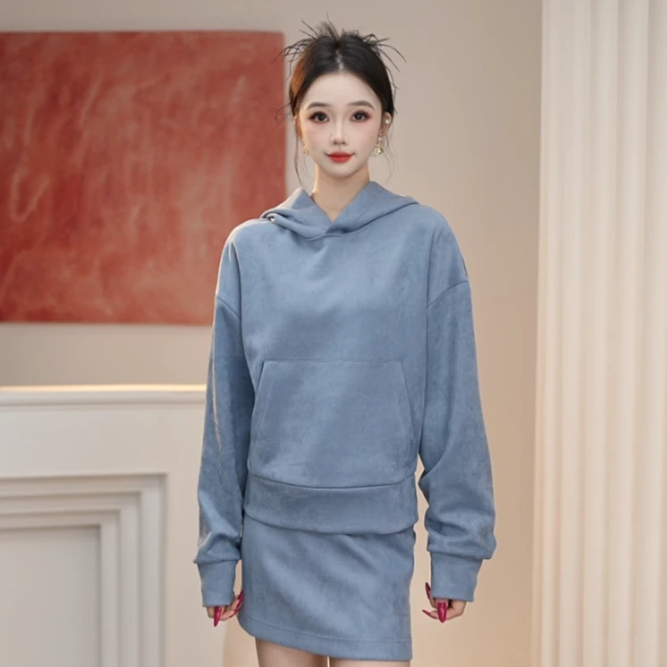 AMASS/阿玛施冬季新款休闲套头长袖帽衫宽松百搭连帽卫衣530046