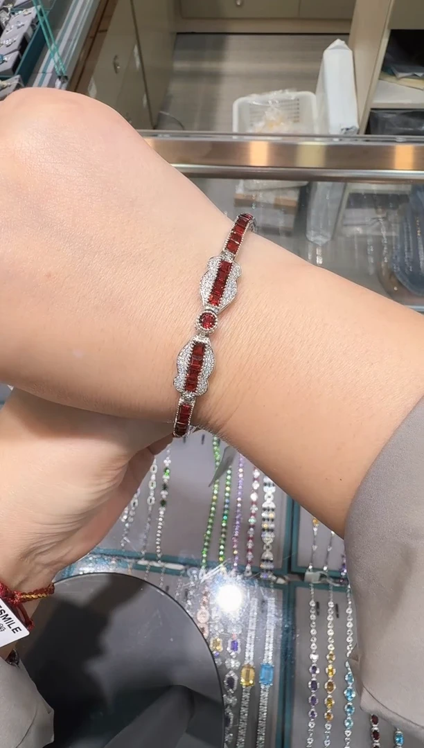 银S925镶嵌手链石榴石062