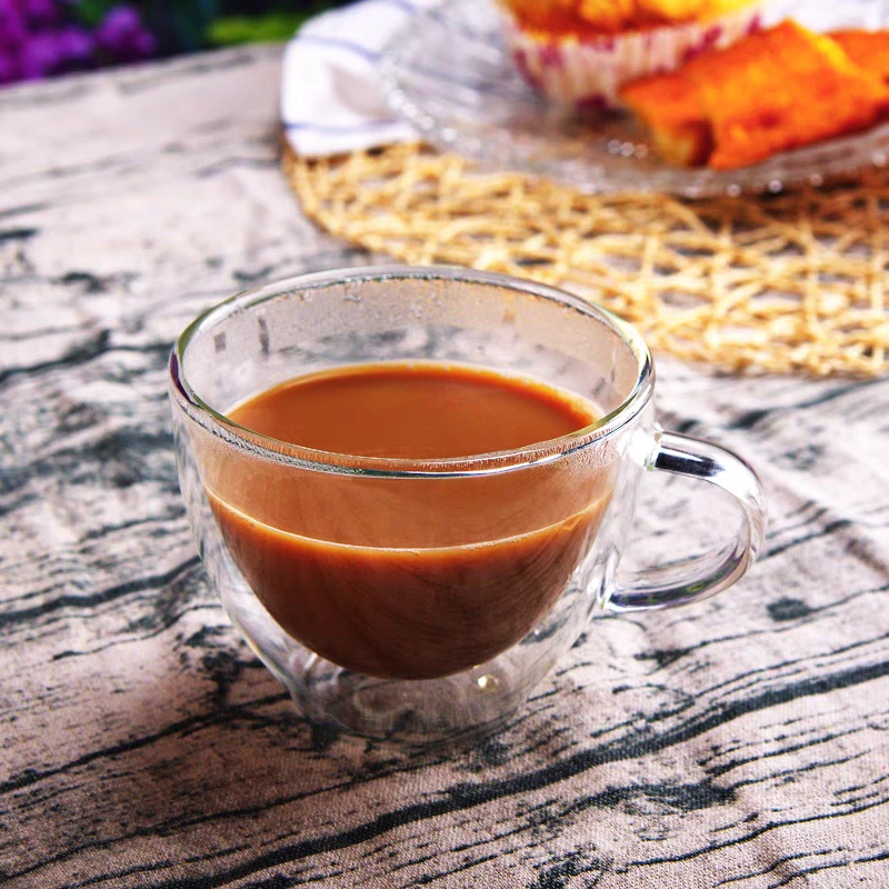 北欧ins 无铅双层隔热 耐热透明把手水杯 办公咖啡杯 家用泡茶杯