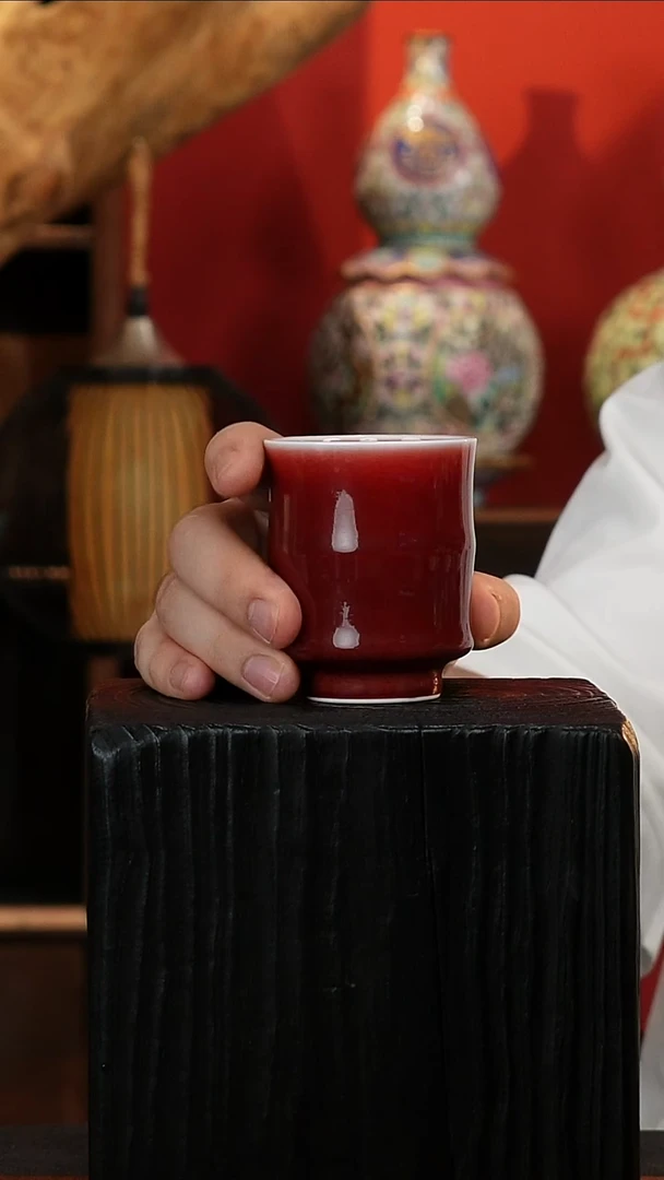 摆件郎红竹节杯单杯