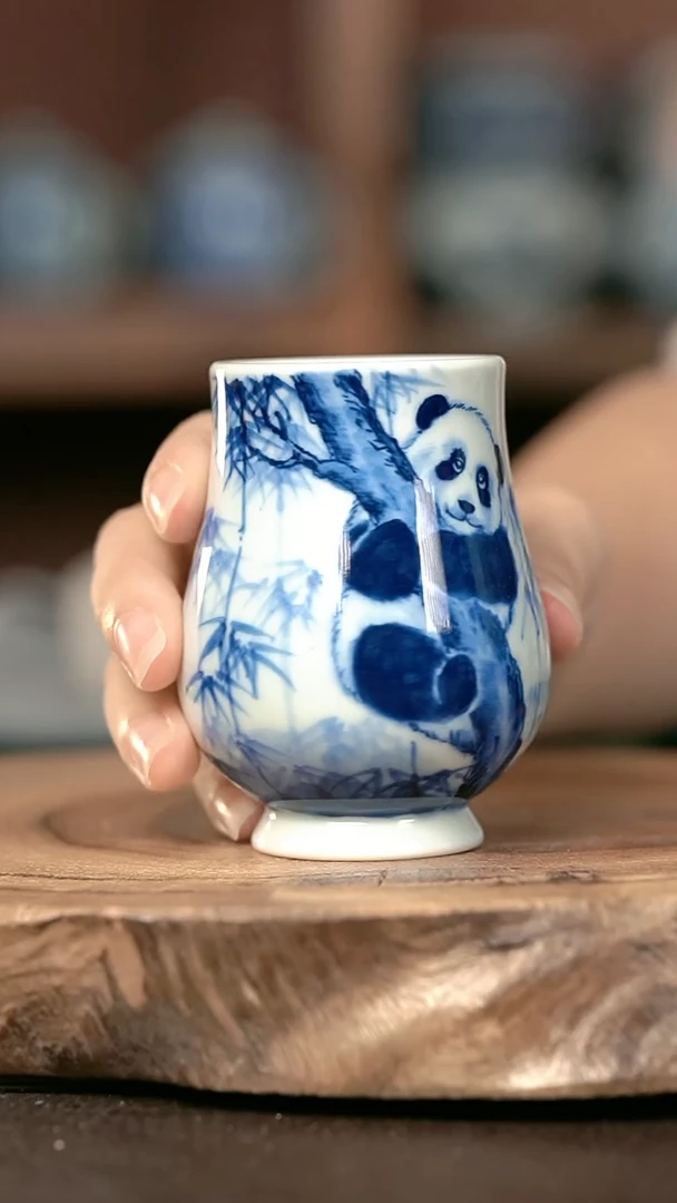 手绘手绘高温现代瓷  气  胖达凯恩杯90cc