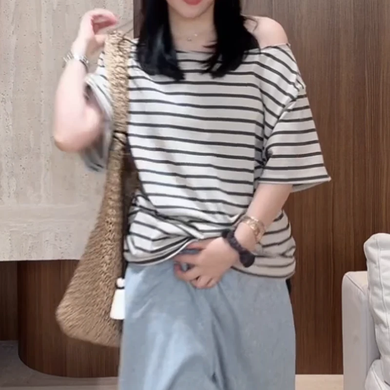 【海魂条纹 】 撞色设计感拼接条纹短袖T恤LK2503296