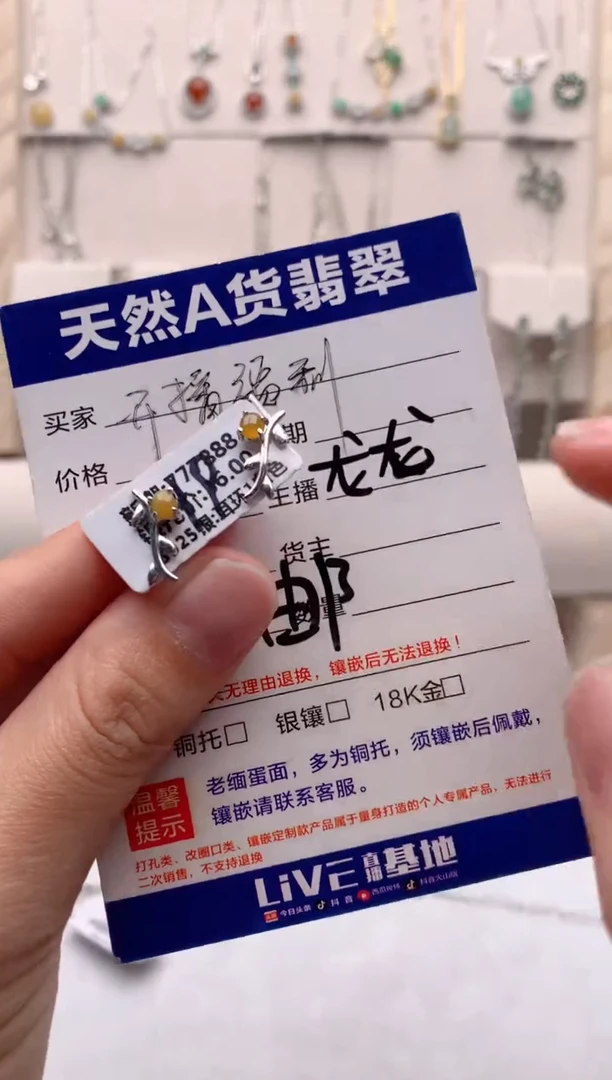 【闪购商品】翡翠耳饰银S925镶嵌1号