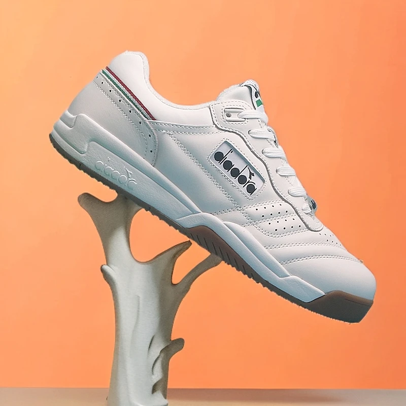 迪亚多纳经典第一代男休闲运动鞋牛筋底网球鞋头层牛皮跑步小白鞋