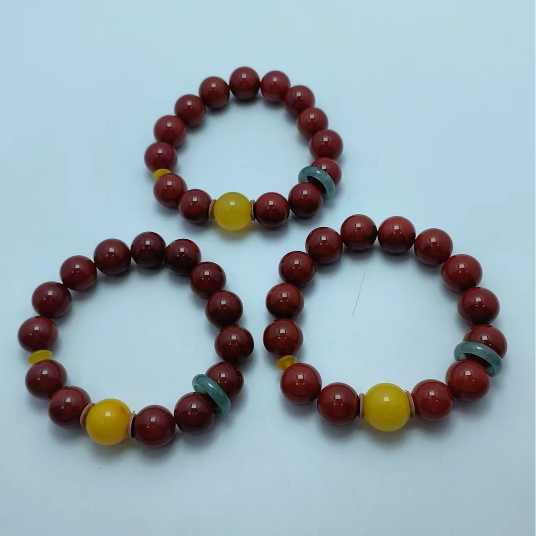 B6345 牛血红圆珠+跑环14-手串 多样性发其一 气质 | 时尚 | 经典