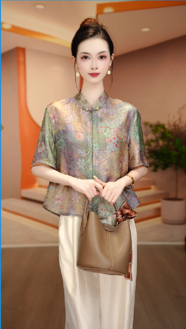 诺诗 新款洋气时尚宽松显瘦优雅轻奢气质上衣夏季V25Z877