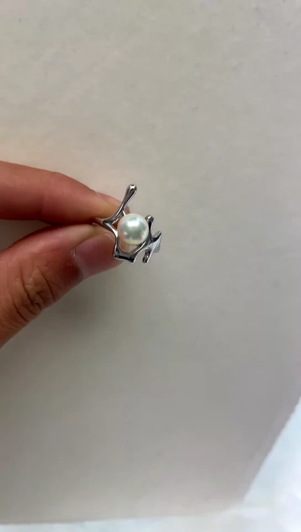 银S925镶嵌戒指海水珍珠