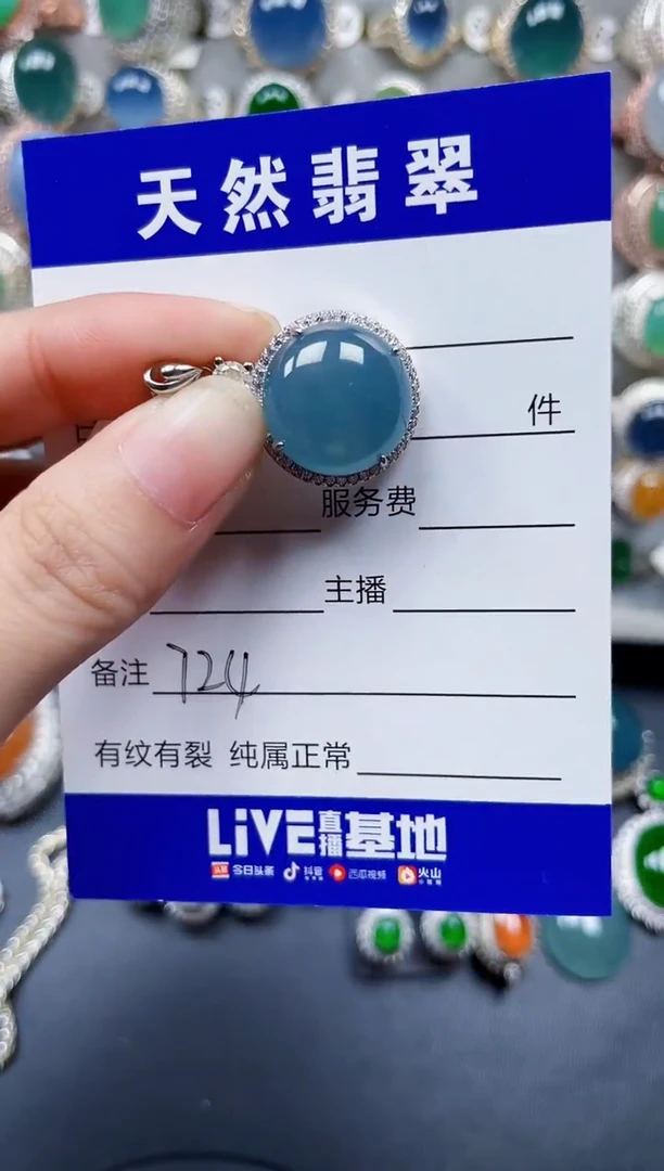 颈饰银S925镶嵌翡翠724