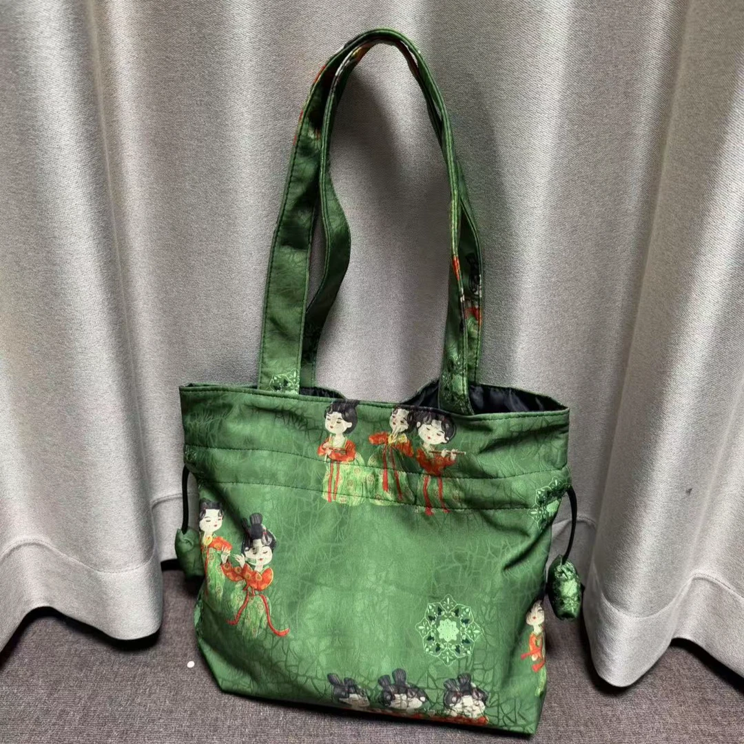 （绿色小唐人包）新中式国风单肩包34*40