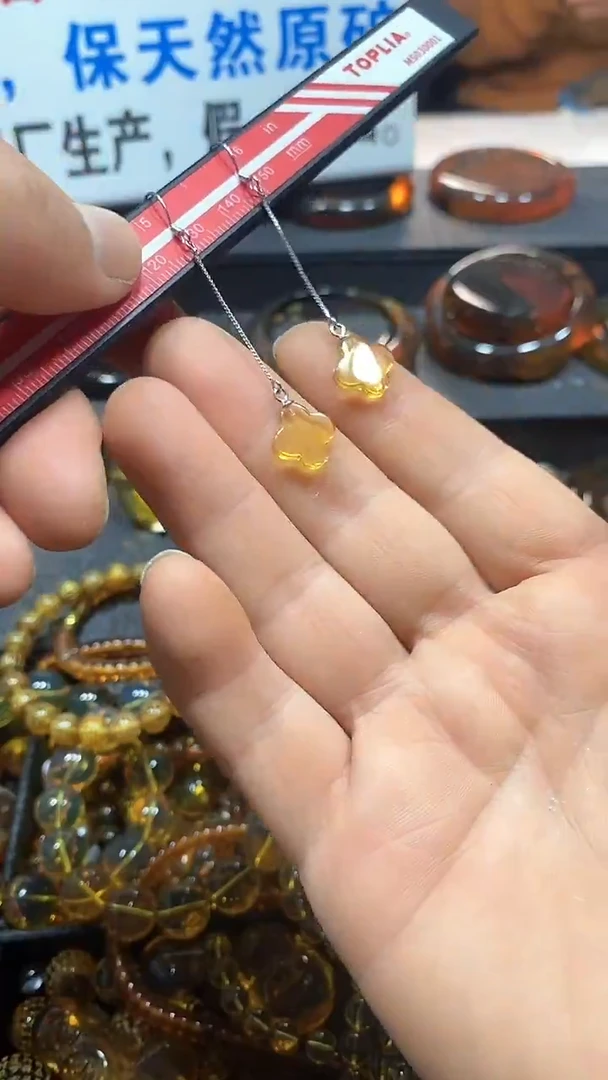 琥珀颈饰未镶嵌天然缅甸琥珀耳坠