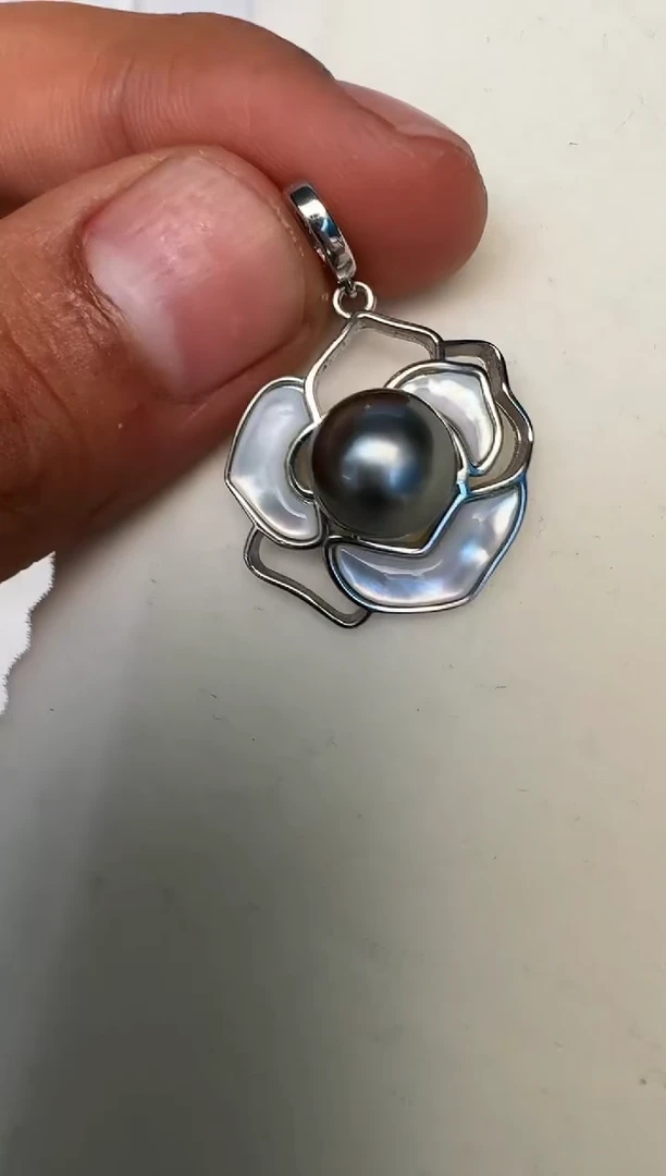 海水珍珠银S925镶嵌颈饰戒指
