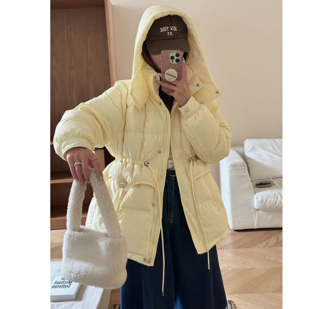 【3178】新款羽绒服中长款女士韩版连帽收腰百搭时尚冬季外套