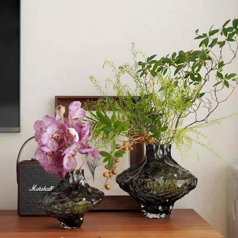北欧山谷玻璃花瓶丹麦峡谷客厅透明插花水养轻奢高档创意艺术摆件