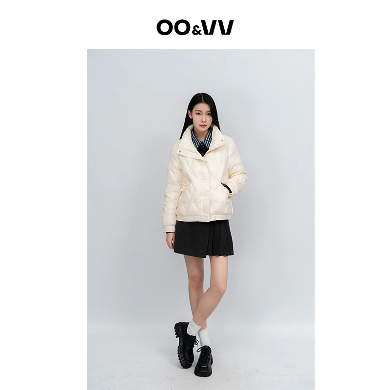 OO&VV【情结思羽】新款米色短款轻薄修身显瘦女士百搭上衣棉服