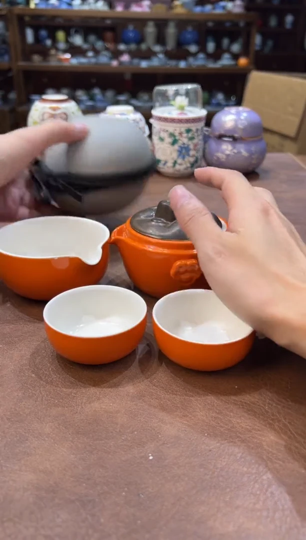 真的很便宜超好看会开片的旅行茶具