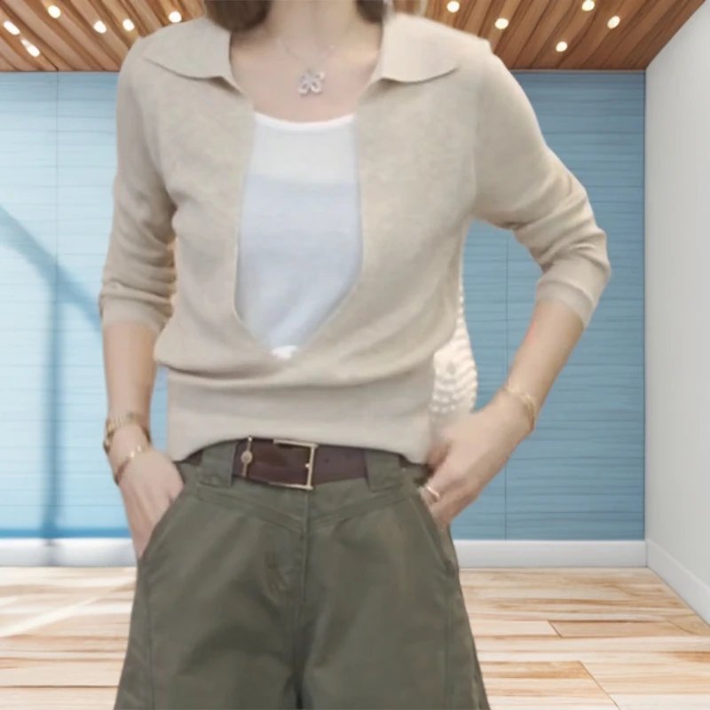 【情非得已】2025早秋新款时尚气质休闲假两件针织上衣C5913