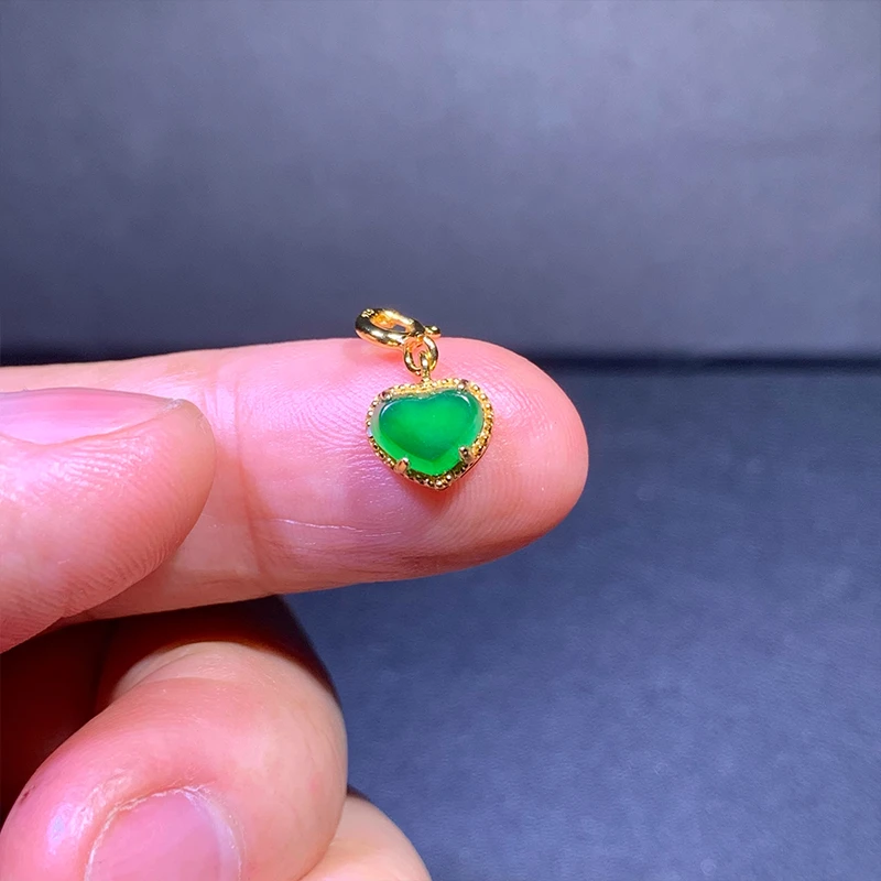 diy链挂坠扣头配件镀18K色冰阳绿色小爱心滴溜万用能吊坠扣气质款