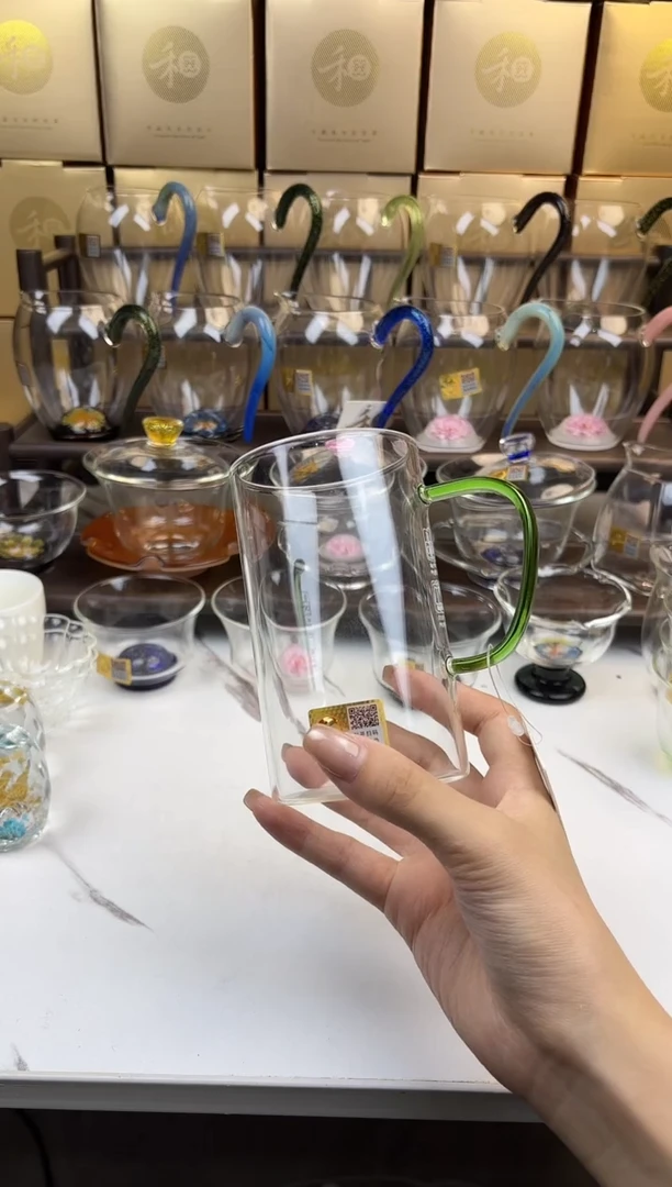 玻璃手工艺品禾器 清简杯湖绿2个 普通盒