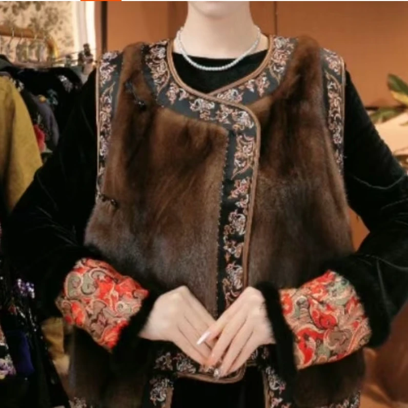 弥足珍贵 毛领新中式冬款夹棉加厚名锦马甲2024D8787花花大女王仓