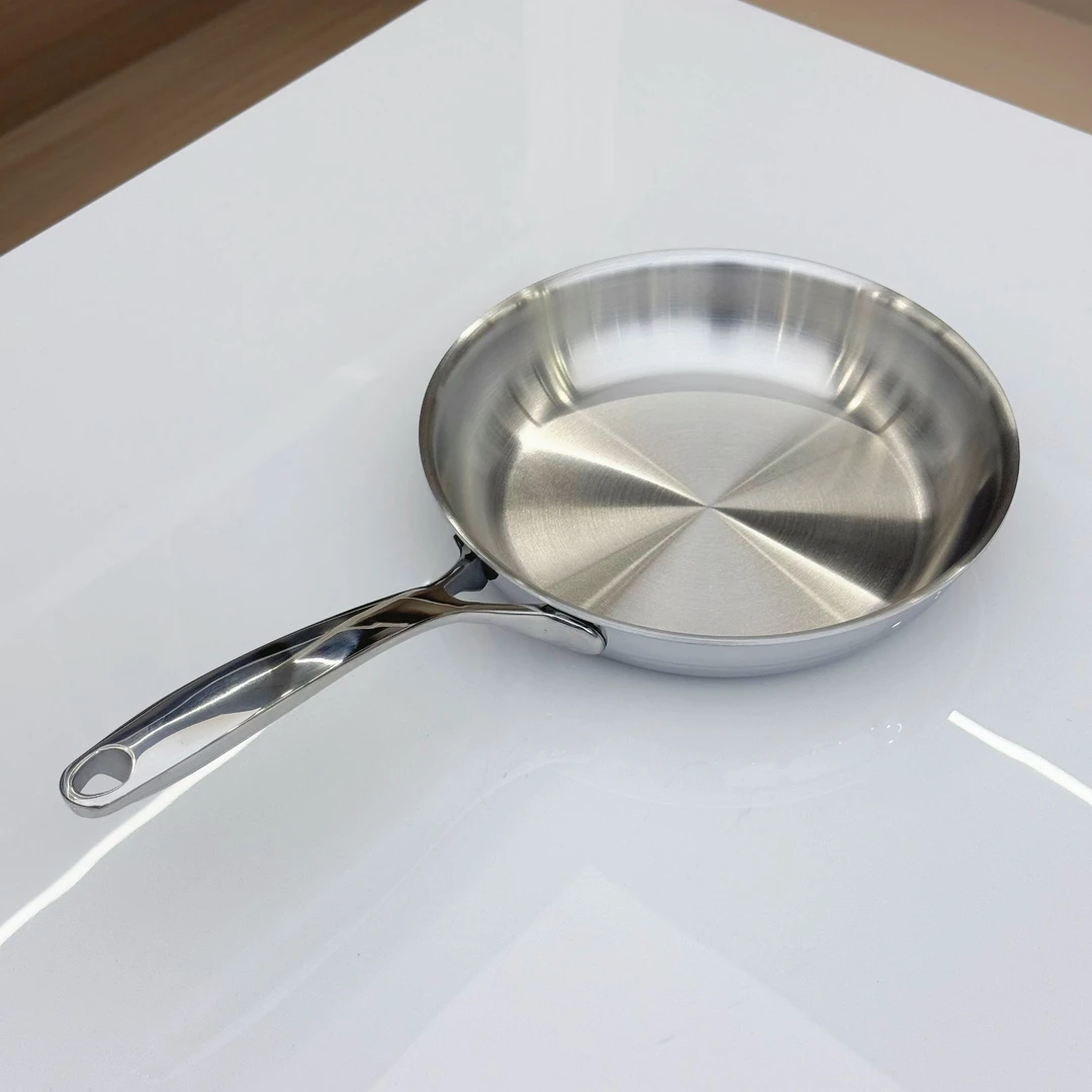 卓德铭24cm致选平底锅18/10不锈钢无涂层不粘煎锅牛排煎蛋锅具