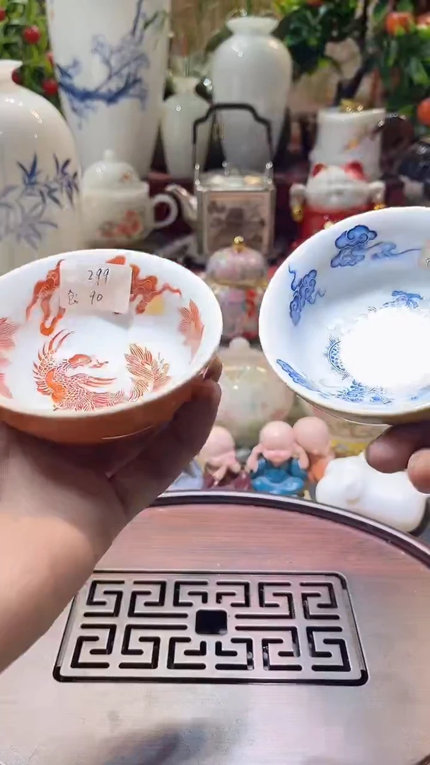 瓷片德艺茶器直播间@@龙凤对碗