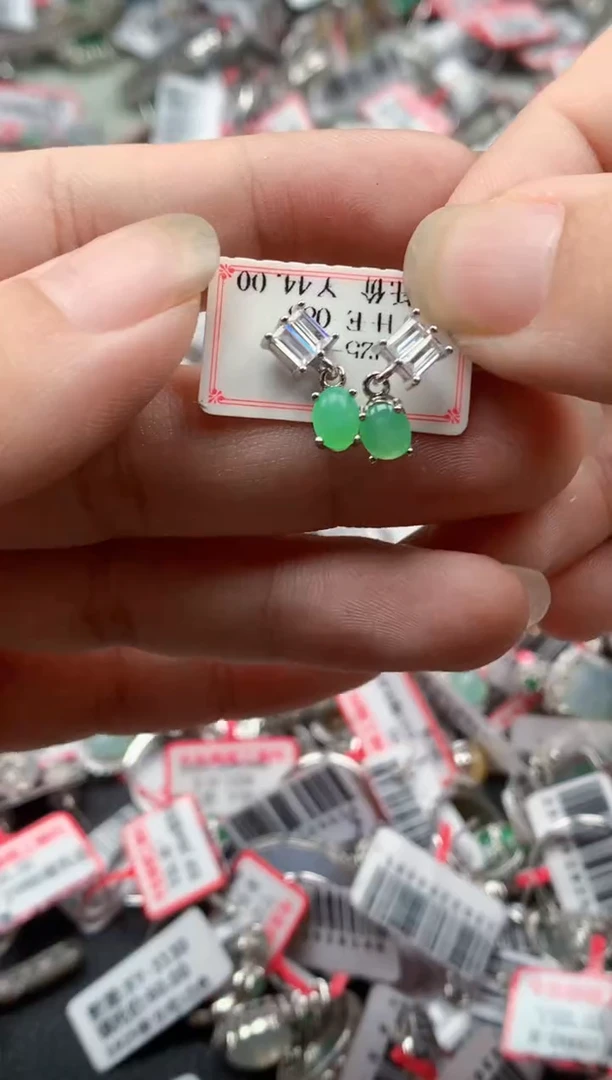 银S925镶嵌戒指翡翠天然A货缅甸翡翠