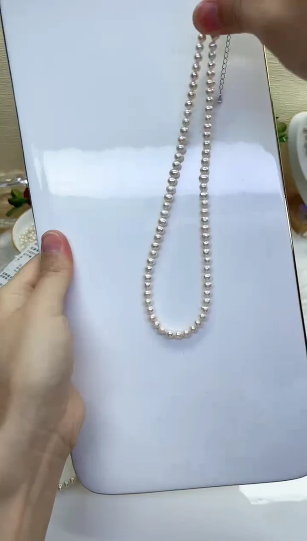 淡水珍珠未镶嵌项链高亮白色巴洛克 5mm