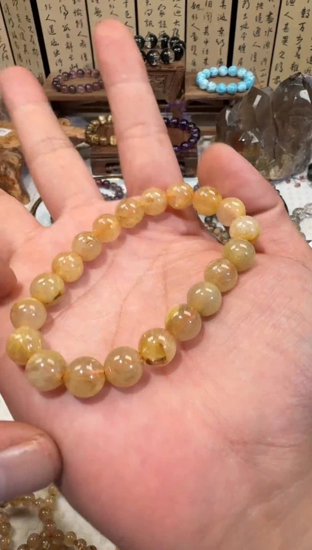 未镶嵌手串水晶SJ-40金发晶钛金 天然水晶 默认微瑕