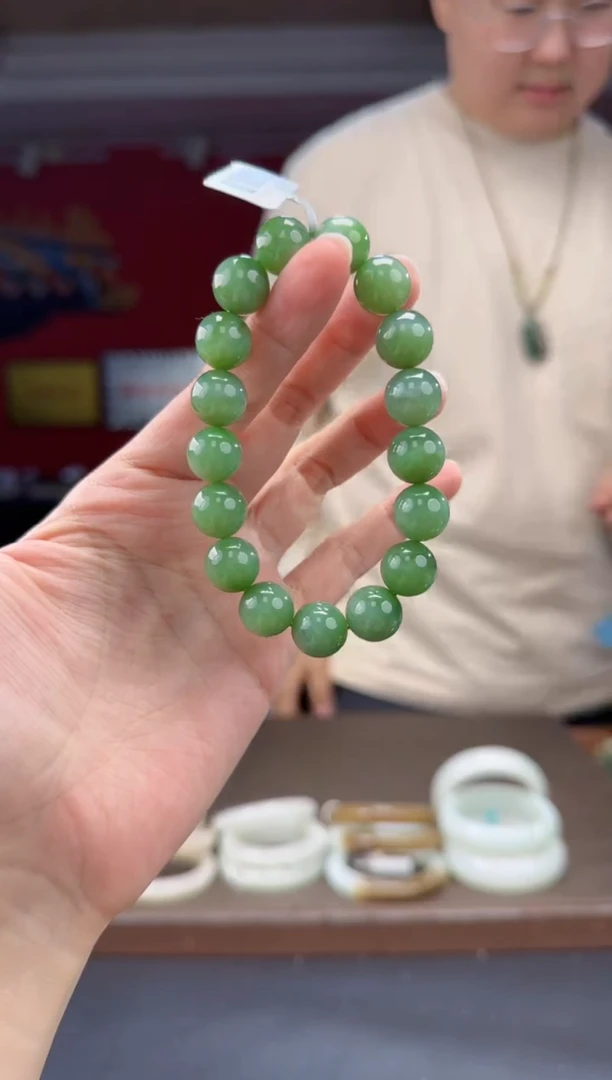未镶嵌手串和田玉碧玉粉青单圈手串