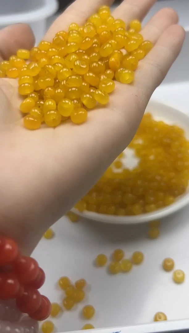 玛瑙/玉髓颈饰未镶嵌w890鸡油黄算盘6*4mm*50颗