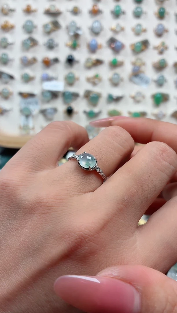 银S925镶嵌戒指翡翠.