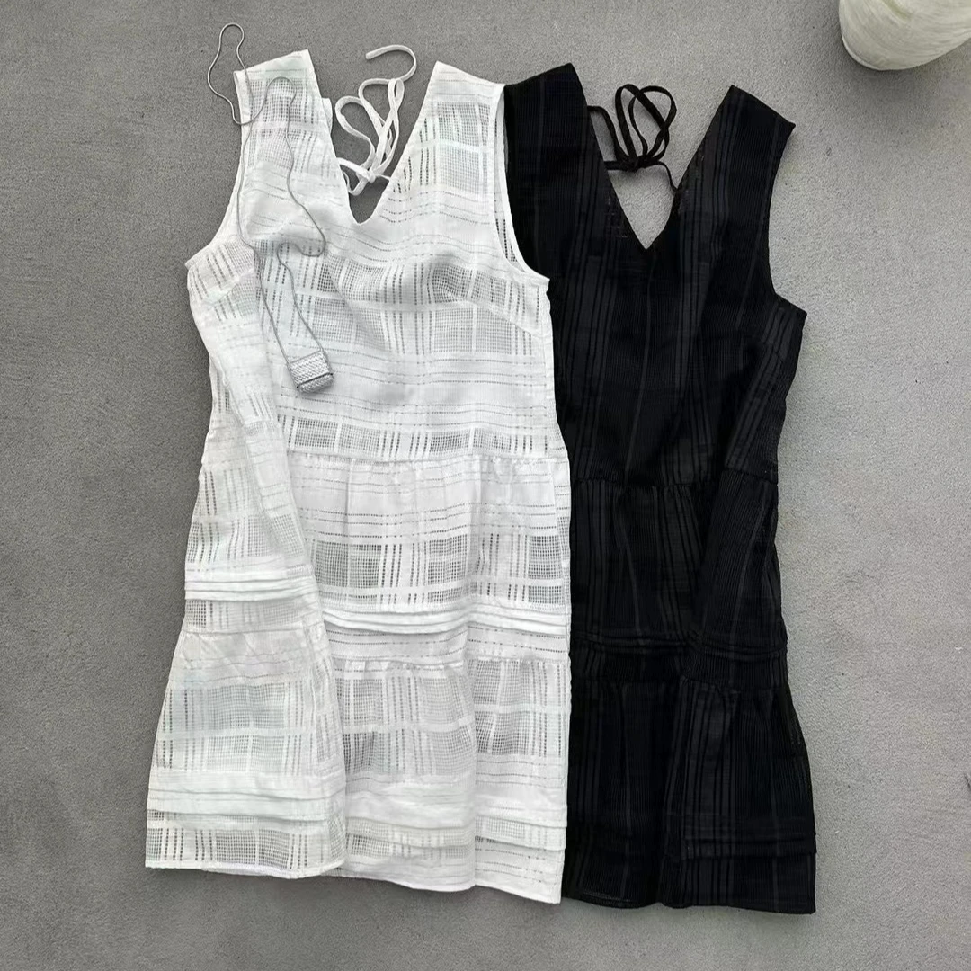 十三行蜜糖社-夏季福秒设计款V领无袖连衣裙#9783