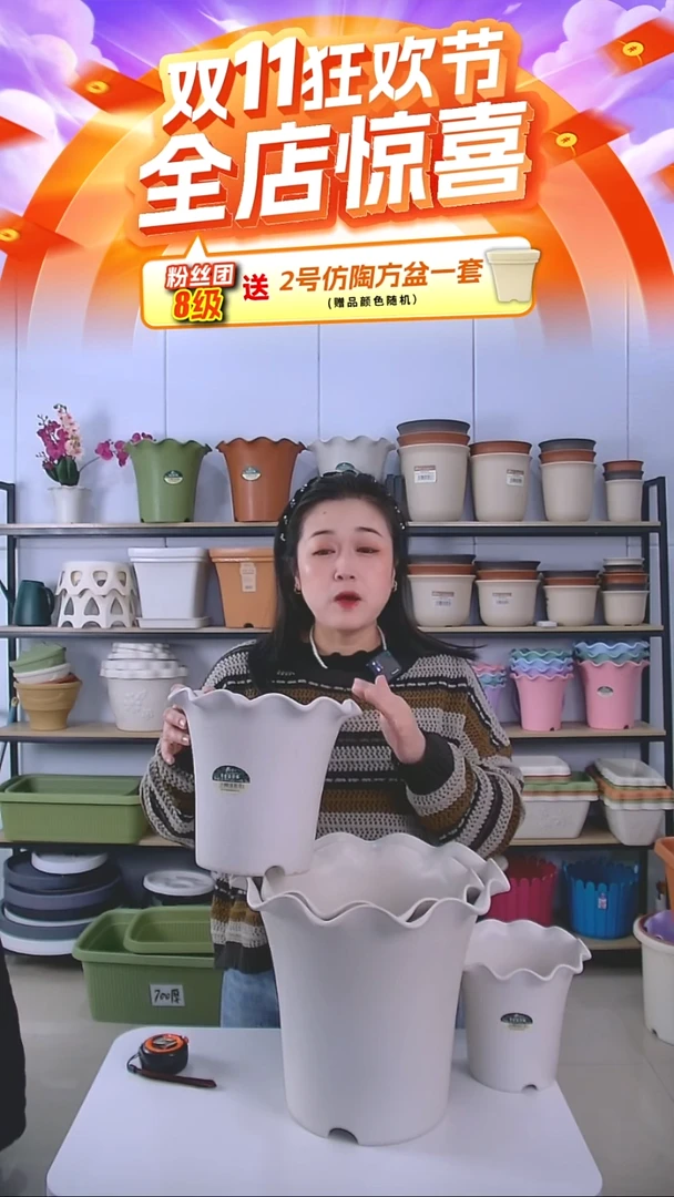 3套荷叶边5003，米白色，带托盘