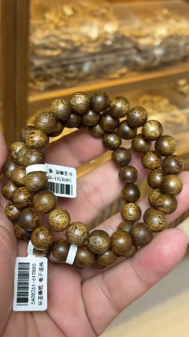 沉香手串 海南莺歌绿圆珠单圈1.0多样性发其一