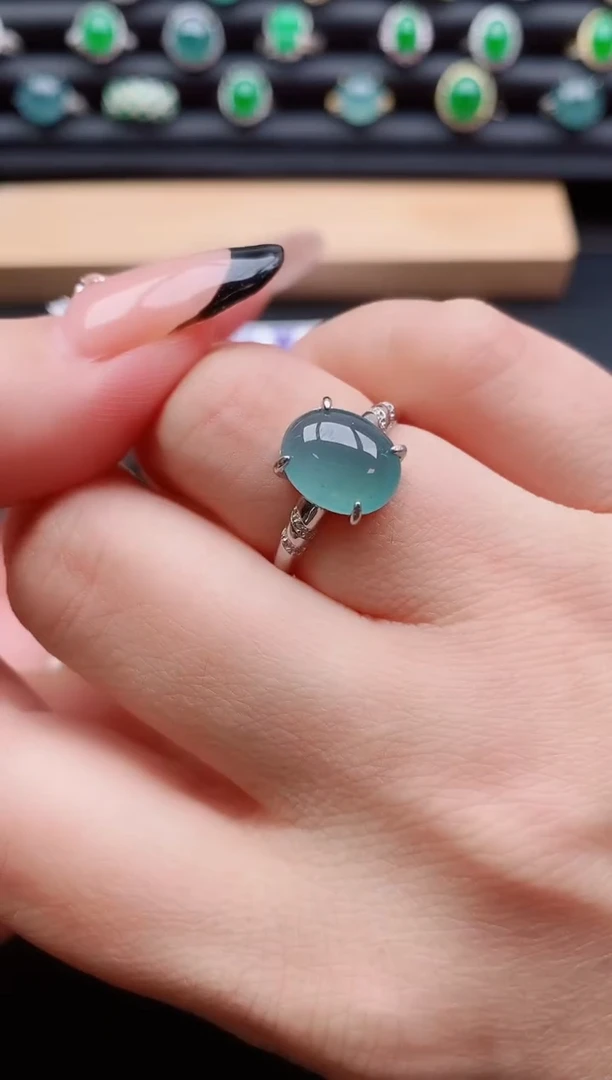 银S925镶嵌戒指翡翠1