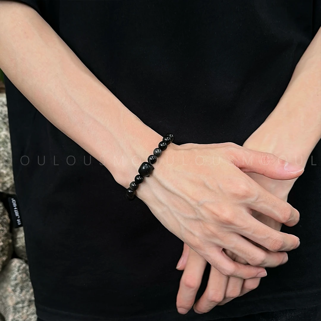 非金属玻璃手链 银耀石猫咪手串猫头手链男女款情侣礼物