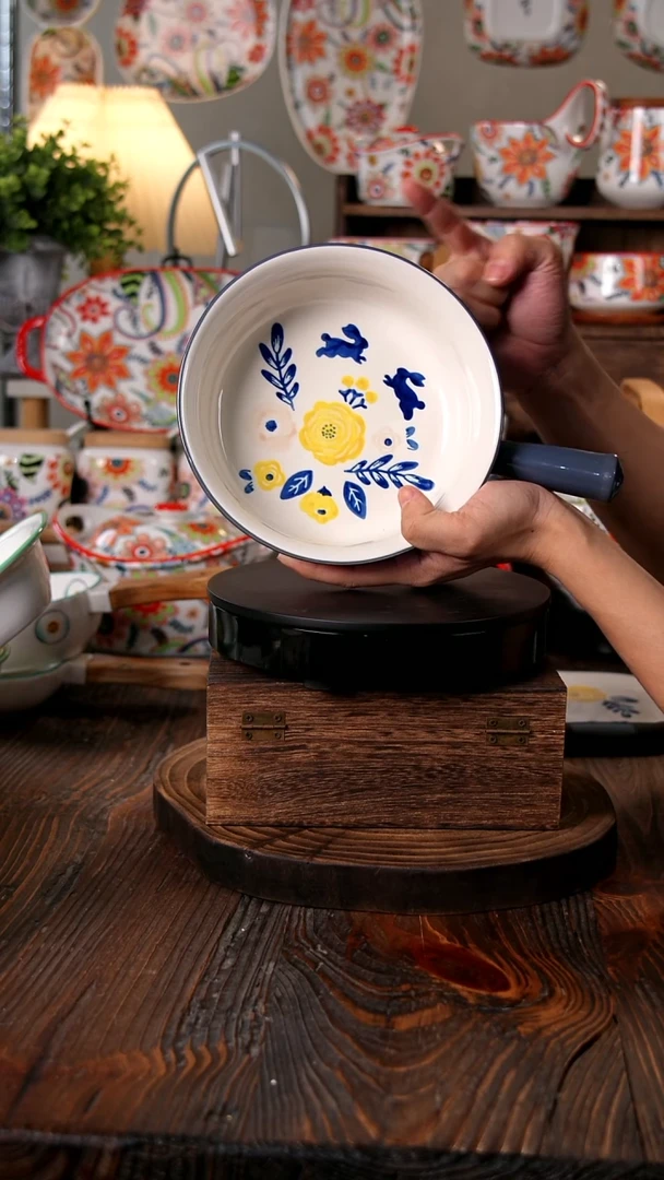 餐具四季如画系列婉春带手柄碗