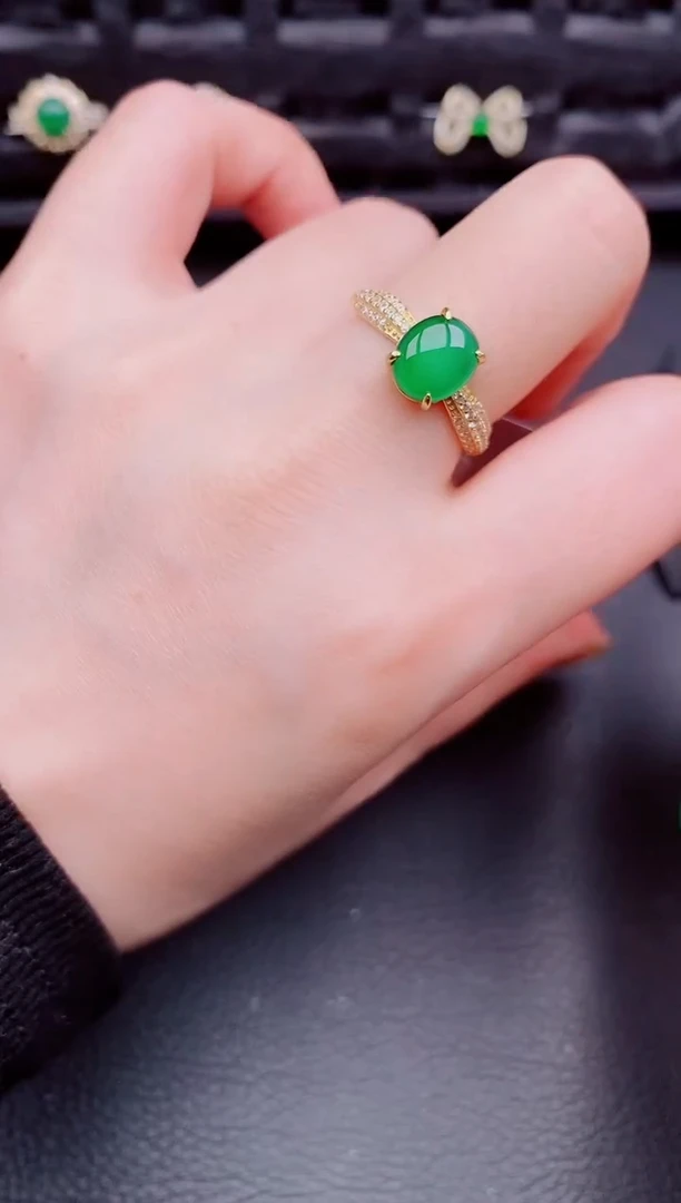 【闪购商品】翡翠戒指银S925镶嵌天然a货翡翠262