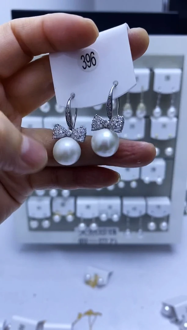 银S925镶嵌耳饰淡水珍珠396