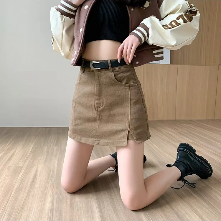 2025新款高腰牛仔显瘦短裙女春夏季时尚百搭弹力包臀工装aa字短裙