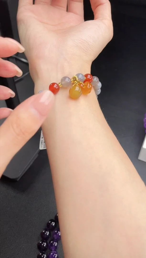 【闪购商品】水晶手链未镶嵌天然烟灰玛瑙设计款