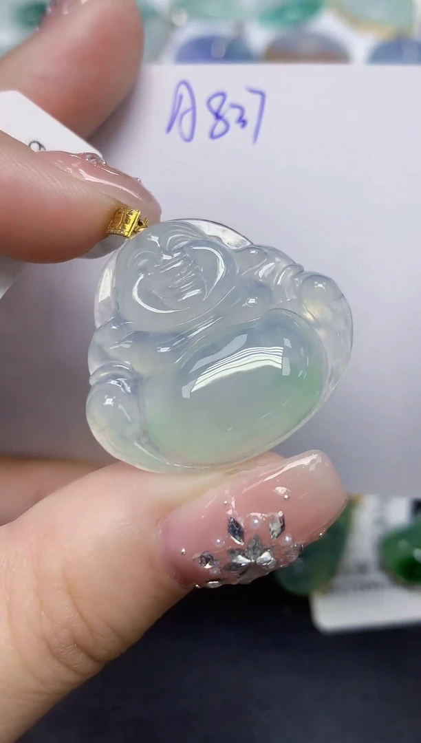 颈饰18K金镶嵌翡翠天然缅甸翡翠A货翡翠百元以上9元证书费自理