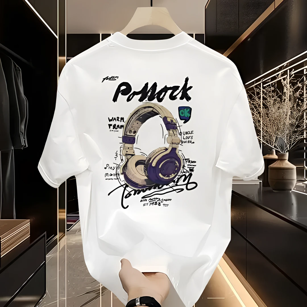 啄木鳥纯棉潮流大码半袖圆领印花夏季2025男士短袖新款高品质T恤