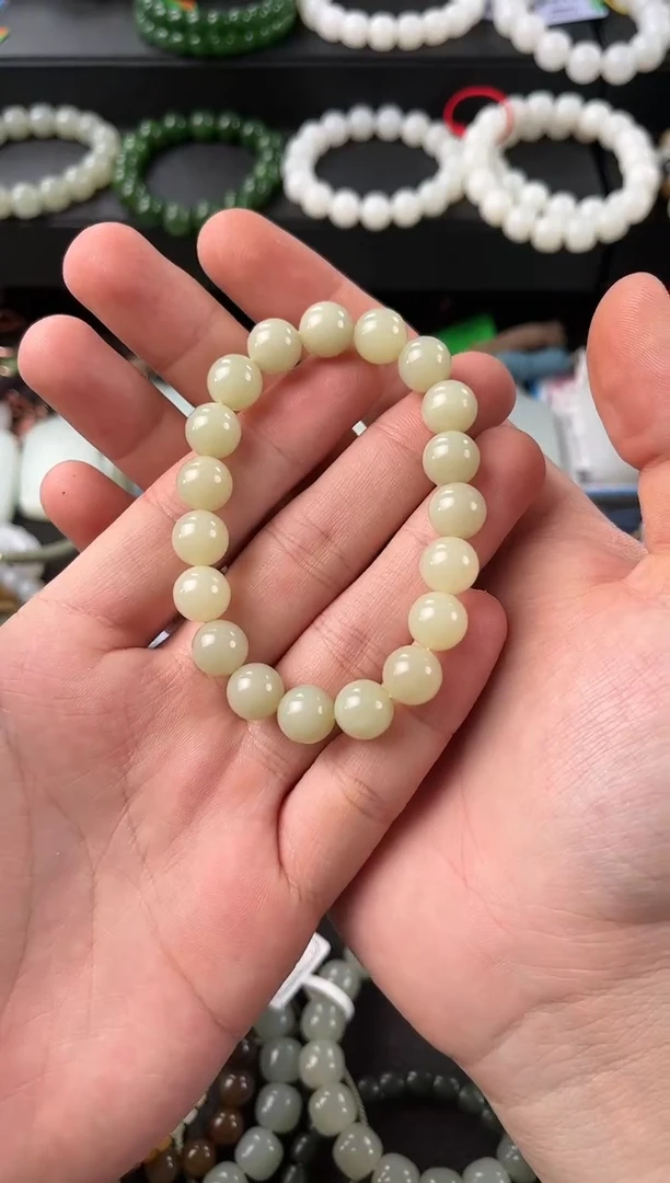 【闪购商品】和田玉手串未镶嵌若羌黄口卡10圆珠微色差