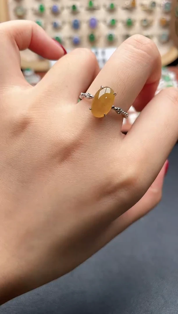 银S925镶嵌戒指翡翠一物一证一礼盒