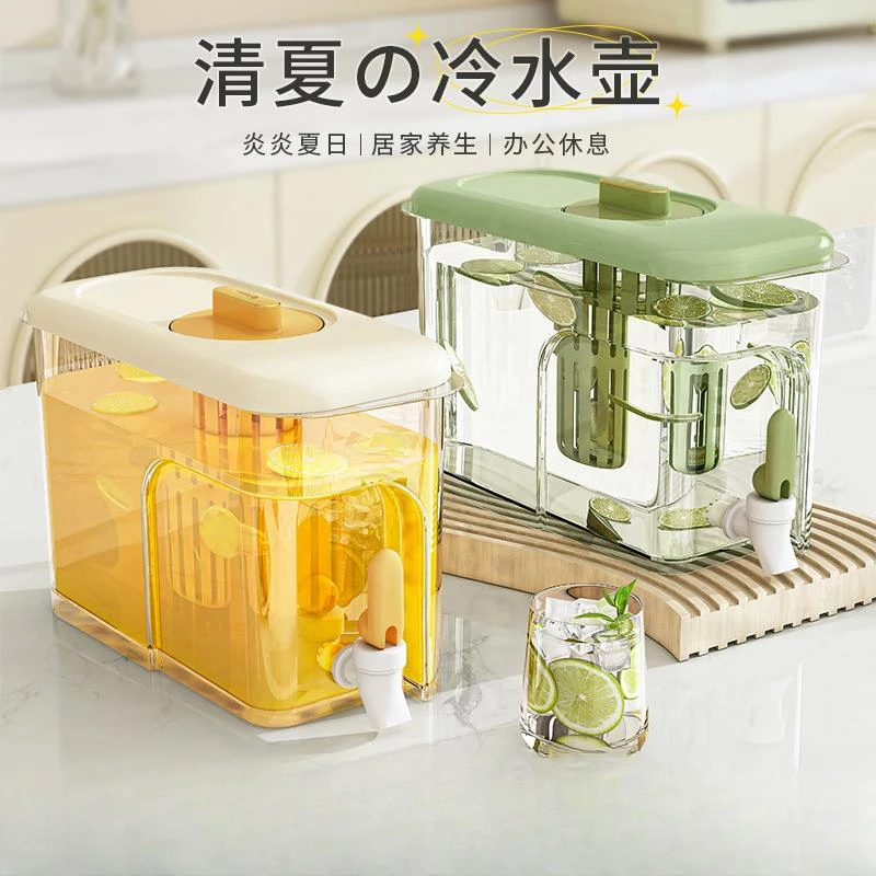 家用大容量冷水壶带龙头带盖耐高温凉水壶水果茶饮料桶塑料壶