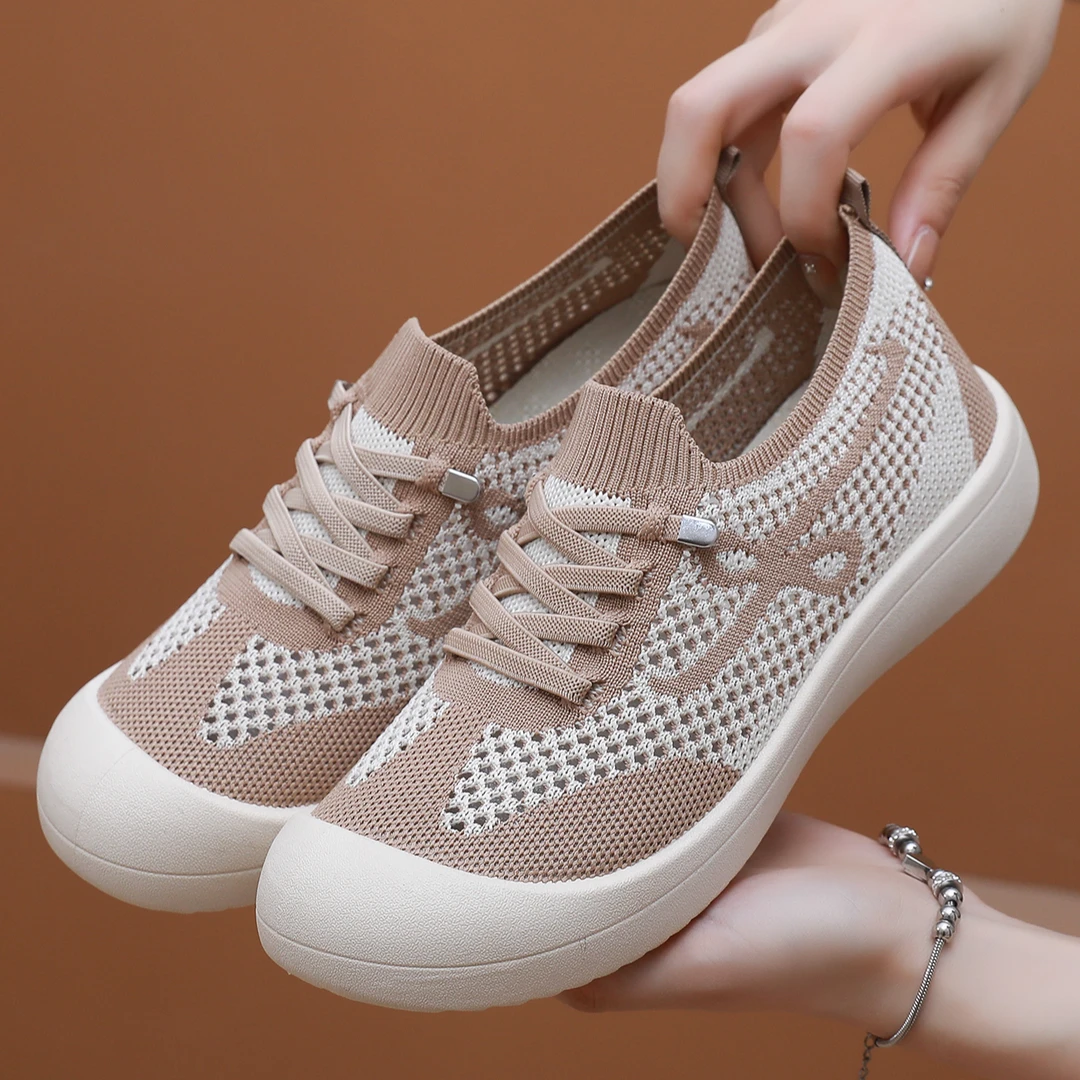 2025夏季新款一脚蹬休闲透气飞织网鞋女小众时尚休闲鞋8065