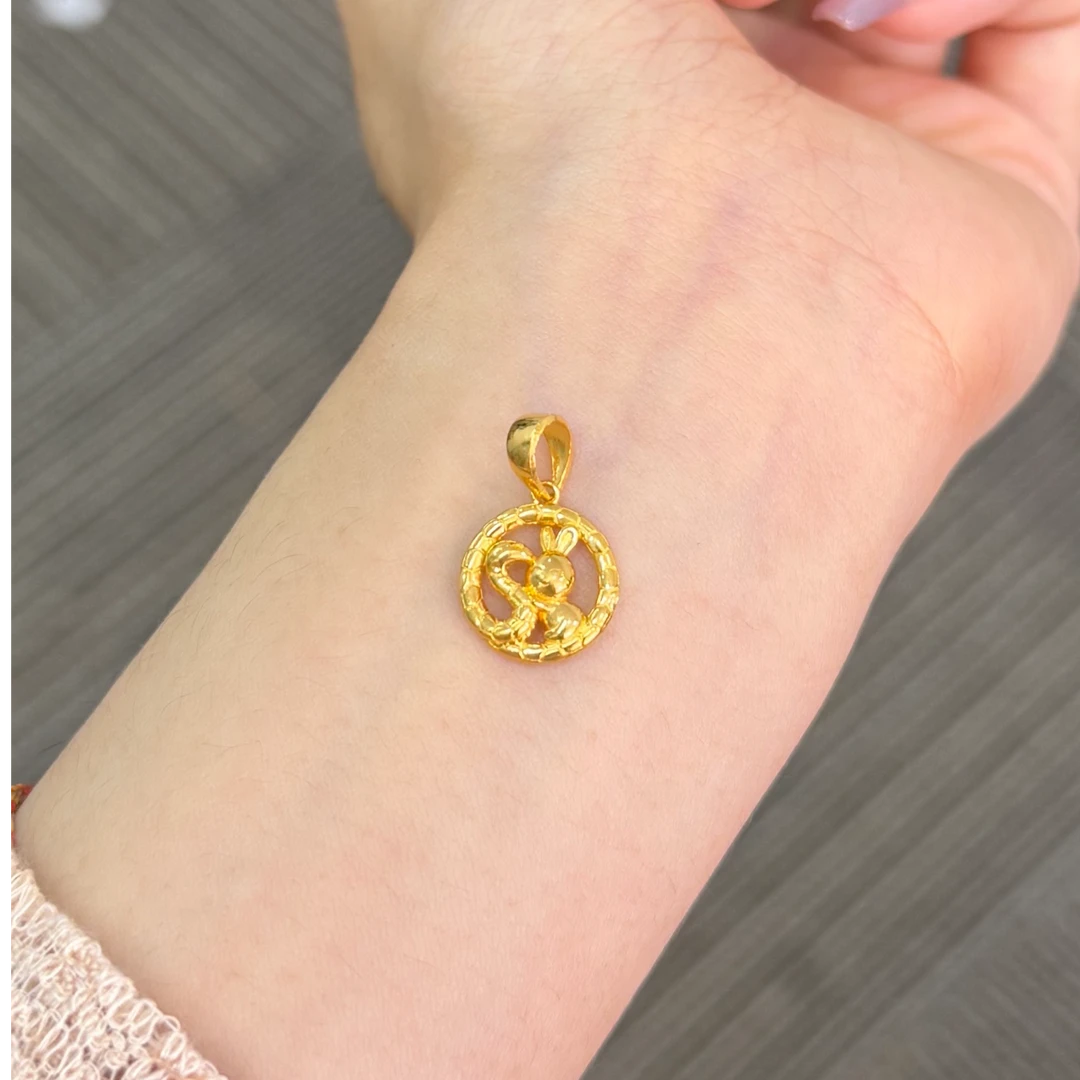 足金999 5G蛇盘兔吊坠