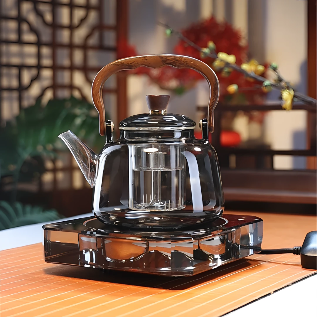木把提梁壶蒸煮一体耐热玻璃茶壶轻奢高档电陶炉煮茶器围炉煮茶
