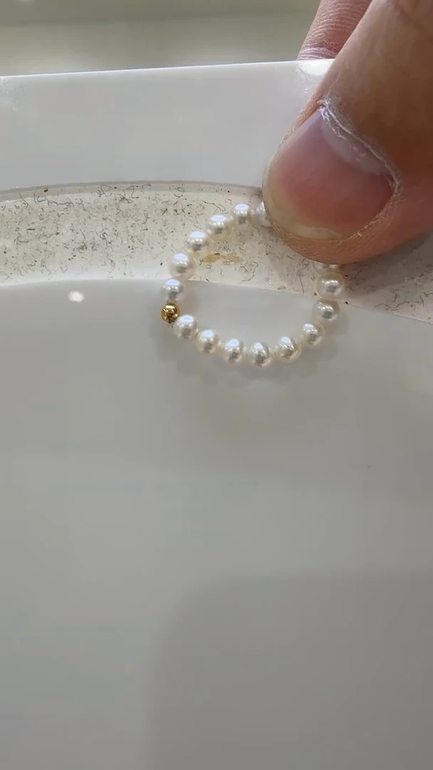 戒指18K金镶嵌淡水珍珠3-4mm